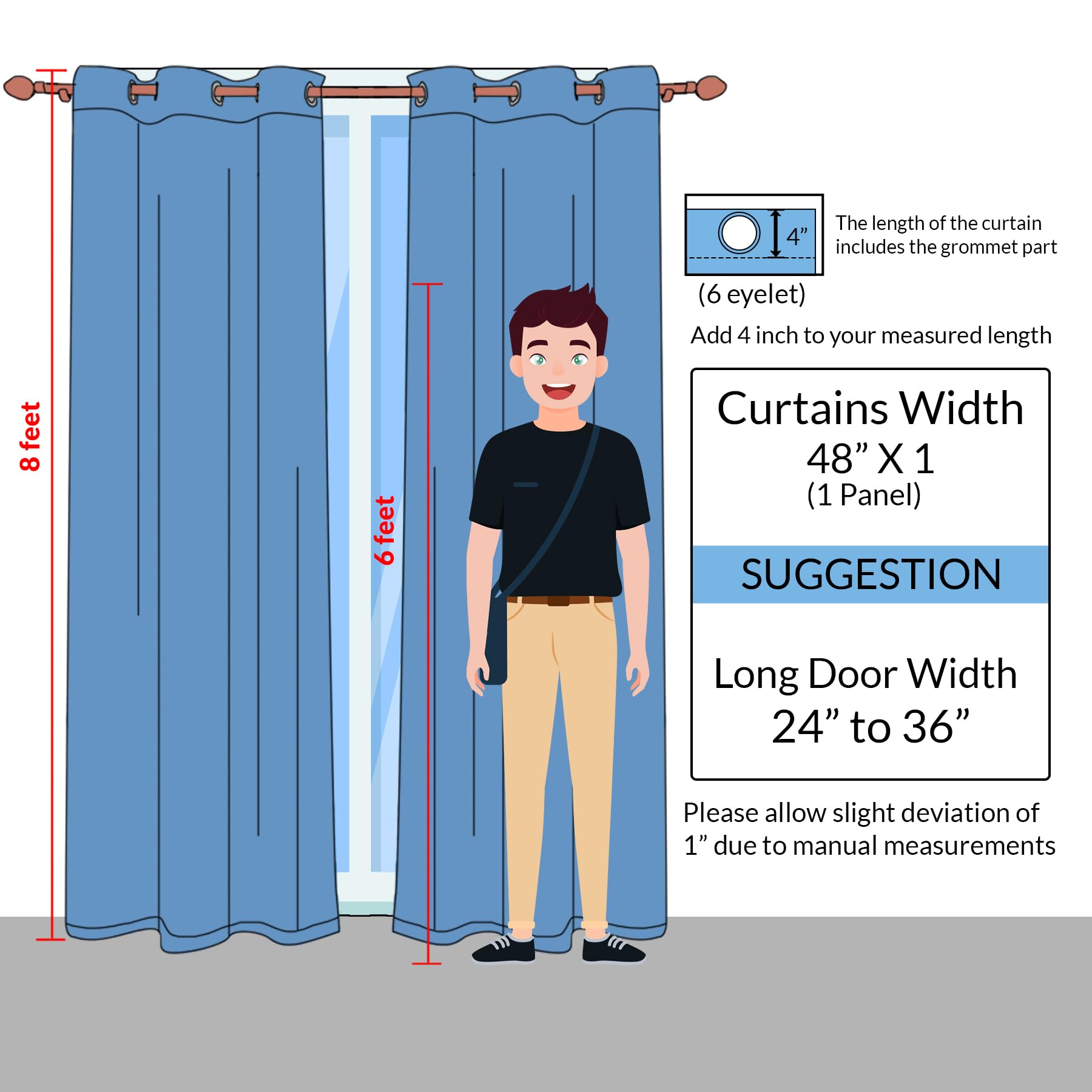 Homemonde Door Opaque Curtains 8 Feet Long Single Pcs Solid 70% Blackout Decorative For Living Room, Bedroom, Office, Beige Curt